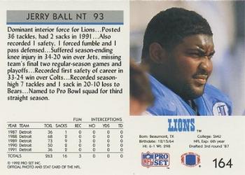 1992 Pro Set #164 Jerry Ball Back