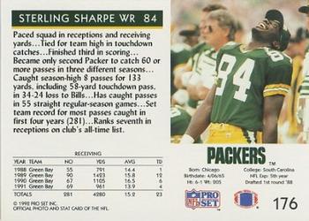 1992 Pro Set #176 Sterling Sharpe Back