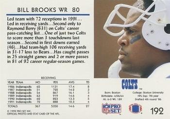 1992 Pro Set #192 Bill Brooks Back