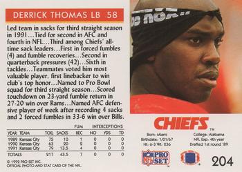 1992 Pro Set #204 Derrick Thomas Back