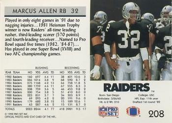 1992 Pro Set #208 Marcus Allen Back