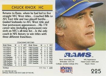 1992 Pro Set #225 Chuck Knox Back