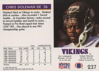 1992 Pro Set #237 Chris Doleman Back