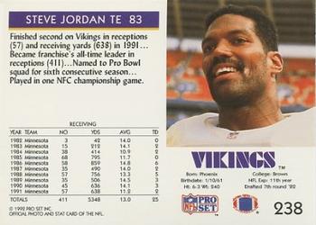 1992 Pro Set #238 Steve Jordan Back
