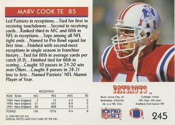 1992 Pro Set #245 Marv Cook Back