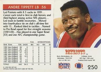 1992 Pro Set #250 Andre Tippett Back