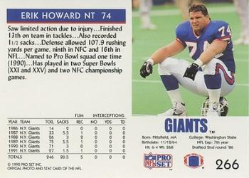 1992 Pro Set #266 Erik Howard Back