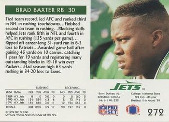 1992 Pro Set #272 Brad Baxter Back