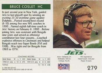 1992 Pro Set #279 Bruce Coslet Back