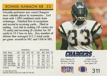 1992 Pro Set #311 Ronnie Harmon Back
