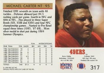 1992 Pro Set #317 Michael Carter Back