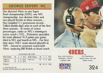 1992 Pro Set #324 George Seifert Back