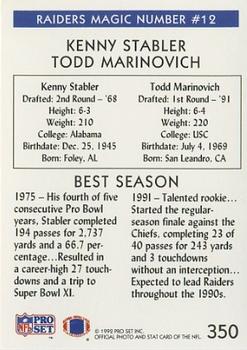 1992 Pro Set #350 Todd Marinovich / Ken Stabler Back