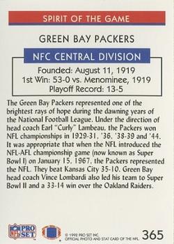 1992 Pro Set #365 Green Bay Packers Back