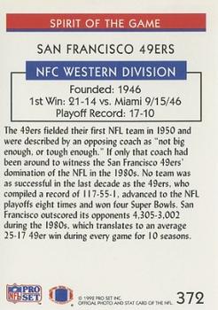 1992 Pro Set #372 San Francisco 49ers Back