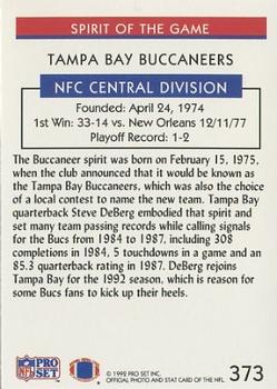1992 Pro Set #373 Tampa Bay Buccaneers Back