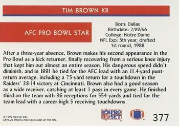 1992 Pro Set #377 Tim Brown Back