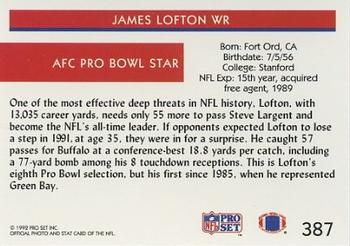 1992 Pro Set #387 James Lofton Back