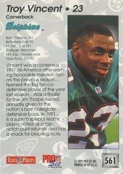 1992 Pro Set #561 Troy Vincent Back