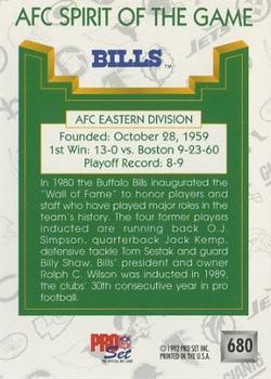 1992 Pro Set #680 Buffalo Bills Back