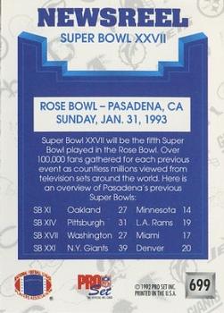 1992 Pro Set #699 Theme Art Super Bowl XXVII Back