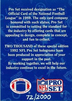 1992 Pro Set #NNO Cover Card Promo / Hologram Back