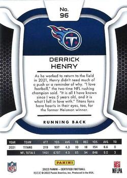 2022 Panini Certified #96 Derrick Henry Back