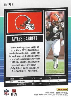 2022 Score - Cubic #206 Myles Garrett Back