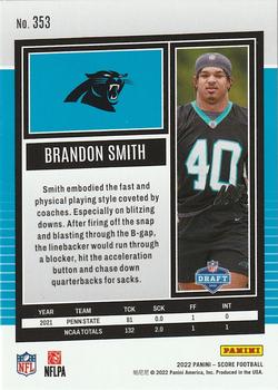2022 Score - Cubic #353 Brandon Smith (LB) Back