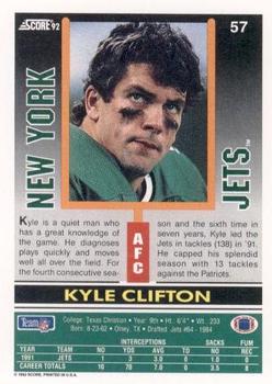 1992 Score #57 Kyle Clifton Back