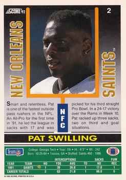 1992 Score #2 Pat Swilling Back