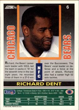 1992 Score #6 Richard Dent Back