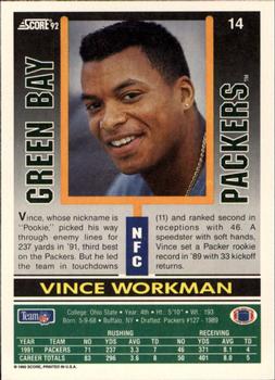 1992 Score #14 Vince Workman Back