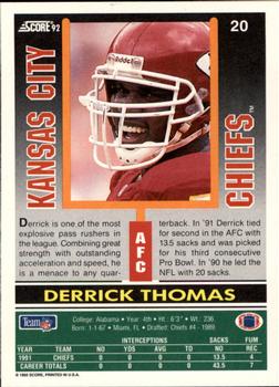 1992 Score #20 Derrick Thomas Back