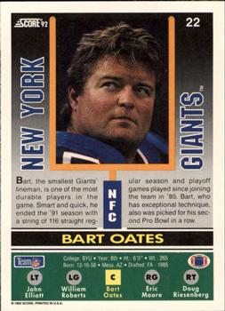 1992 Score #22 Bart Oates Back