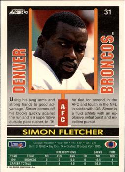 1992 Score #31 Simon Fletcher Back