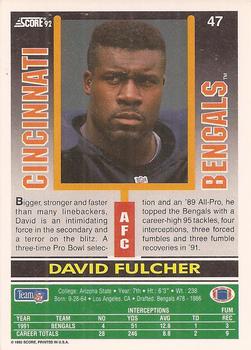 1992 Score #47 David Fulcher Back