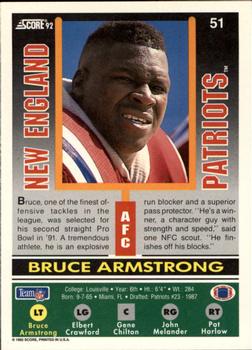 1992 Score #51 Bruce Armstrong Back