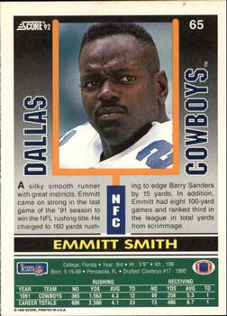 1992 Score #65 Emmitt Smith Back