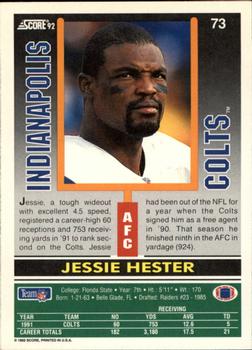 1992 Score #73 Jessie Hester Back