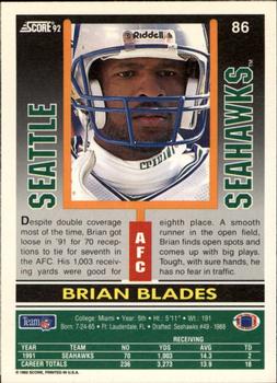 1992 Score #86 Brian Blades Back