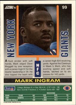 1992 Score #99 Mark Ingram Back