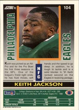 1992 Score #104 Keith Jackson Back