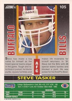 1992 Score #105 Steve Tasker Back