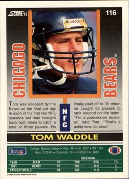1992 Score #116 Tom Waddle Back