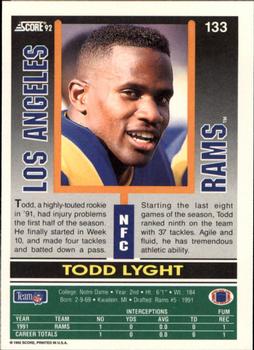 1992 Score #133 Todd Lyght Back