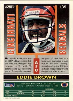 1992 Score #139 Eddie Brown Back