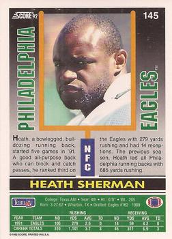 1992 Score #145 Heath Sherman Back