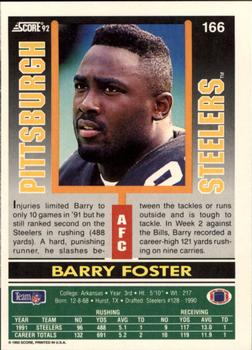 1992 Score #166 Barry Foster Back