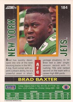 1992 Score #184 Brad Baxter Back